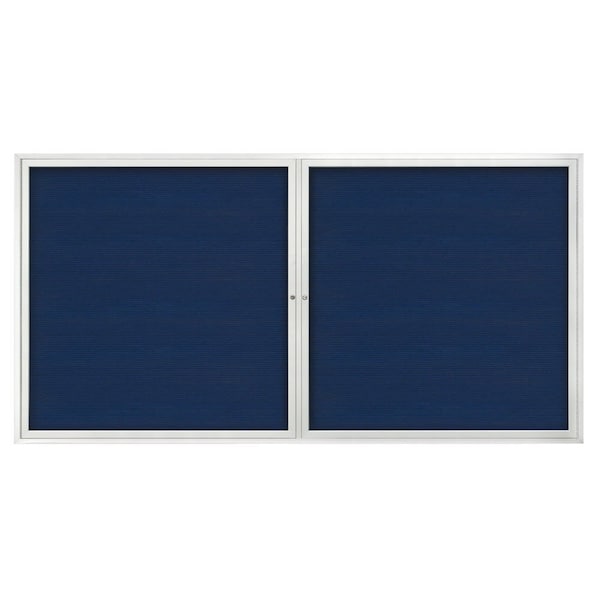 72"x36" 3-Door Enclosed Outdoor Letterboard, Blue Felt/Satin